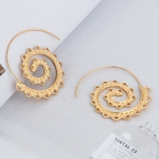 Casual Alloy Oval Circle Helical Vintage Earrings