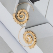 Casual Alloy Oval Circle Helical Vintage Earrings