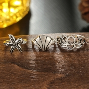 8 Pieces Alloy Leaf Finger Rings Multiple Sets Of Rings