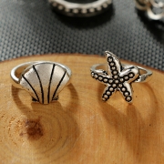 8 Pieces Alloy Leaf Finger Rings Multiple Sets Of Rings