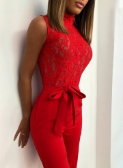 Sleeveless Spicing Lace Wide Leg Jumpsuits