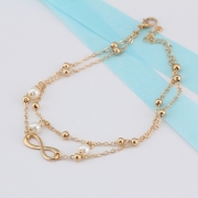 Fashion Pearls Double Layers 8 Words Alloy Anklets