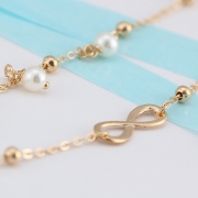 Fashion Pearls Double Layers 8 Words Alloy Anklets