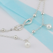 Fashion Pearls Double Layers 8 Words Alloy Anklets