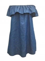 Sexy Flounce Off Shoulder Denim Dress