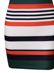 Sexy Spaghetti Strap Striped Chest Wrapped Short Bodycon Dress