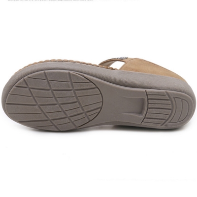 Khaki Bohemia Summer Beach Thong Flat Sandals With Crystal stylesimo.com