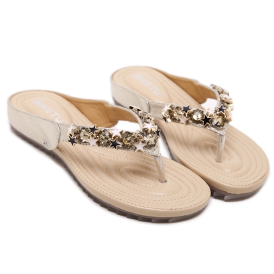 Fashion Bohemia Summer Beach Thong Flat Sandals With String Bead stylesimo.com