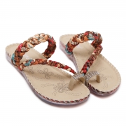 Fashion Bohemia Summer Beach Thong Flat Sandals With Crystal