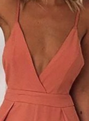 Sexy Summer Spaghetti Strap Lace Up Backless Deep V Neck Women Jumpsuits
