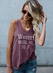 Fashion Casual Sleeveless Letter Printed Tank Top