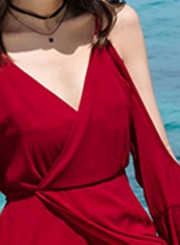 Fashion Sexy Beach Spaghetti Strap Off Shoulder V Neck Dress