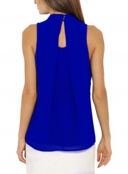 Fashion Summer Pure Color Sleeveless Flounce Halter Blouses