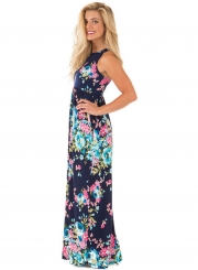 Summer Sexy Floral Printing Off The Shoulder Round Neck Dress