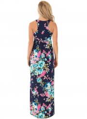 Summer Sexy Floral Printing Off The Shoulder Round Neck Dress