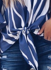 Fashion Sexy Loose Striped Flare Sleeve Off The Shoulder Blouse