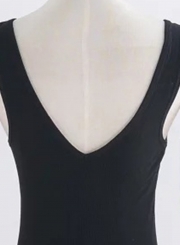 Sexy Sleeveless Single Breasted Backless Round Neck Women Bodycon Dress