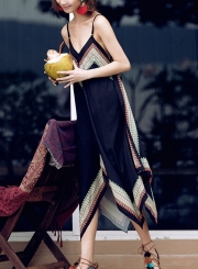 Fashion Sleeveless Spaghetti Strap Backless V Neck Maxi Dress