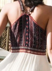 Fashion Ethnic Spaghetti Strap Off The Shoulder V Neck Women Dress