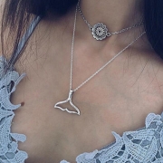 Fashion Bohemian Silver Bilayer Women Pendant Necklace