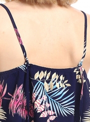 Fashion Loose Floral Printed Spaghetti Strap Sleeveless V Neck Women Tank