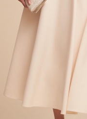 Fashion Sexy Solid Half Sleeve V Neck Midi Dress With Pockets