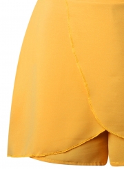 Fashion Solid Short Sleeve V Neck Crop Top Loose Shorts Set