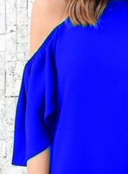 Fashion Pure Color Short Sleeve Off The Shoulder Round Neck Dress