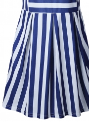 Fashion Striped Loose Short Sleeve Round Neck Women Dress