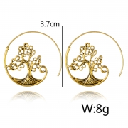 Fashion Vintage Alloy Circle Round Life Tree Pattern Earrings