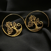 Fashion Vintage Alloy Circle Round Life Tree Pattern Earrings