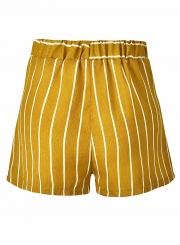 Fashion Sexy Striped Elastic Waist Women Straight Shorts With Bow