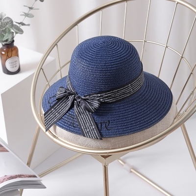 Straw Floppy Foldable Rolled Up Beach Sunscreen Hat With Bow STYLESIMO.com