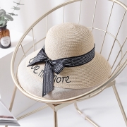 Straw Floppy Foldable Rolled Up Beach Sunscreen Hat With Bow