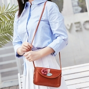 Casual Vintage Leather Cross Body Bag Shoulder Flap With Flower