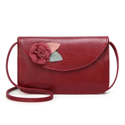 Casual Vintage Leather Cross Body Bag Shoulder Flap With Flower YOUYOUFASHIONEC.com