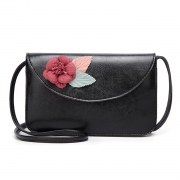 Casual Vintage Leather Cross Body Bag Shoulder Flap With Flower