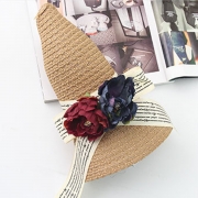 Flower Straw Floppy Foldable Rolled Up Beach Sunscreen Hat