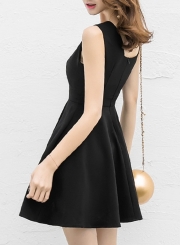 Fashion Solid Irregular Sleeveless High Waist Cocktail Dress