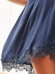 Fashion Lace Spicing Spaghetti Strap Criss Cross Neck Women Mini Dress