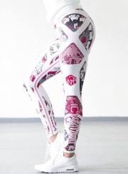 Fashion Sexy Machine Pattern Printed Sports Leggings With Letters