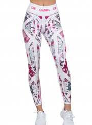 Fashion Sexy Machine Pattern Printed Sports Leggings With Letters