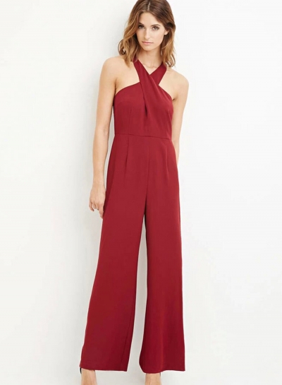 Fashion Sexy Solid Off The Shoulder Wide Leg Jumpsuits With Zip YOUYOUFASHIONEC.com