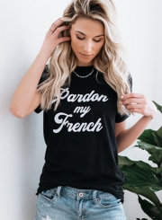 Summer Casual Round Neck Short Sleeve Letter Printed Women tee Shirt