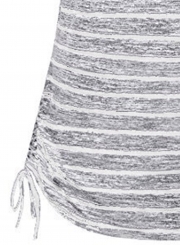 Summer Slim Striped Short Sleeve V Neck Tee Shirt With Drawstring