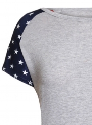 Casual Slim Gray Patriotic Tee Dress