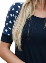 Black Stars Stripes Short Sleeve Women Tee