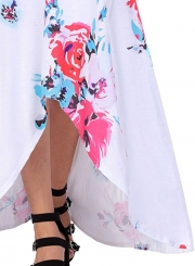 White Floral Pocketed Holiday Maxi Boho Dress