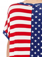 Loose The Stars and Stripes V-Neck Pocket Women Maxi Dress