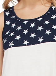 White Sleeveless Colorblock American Flag Print Tank Top